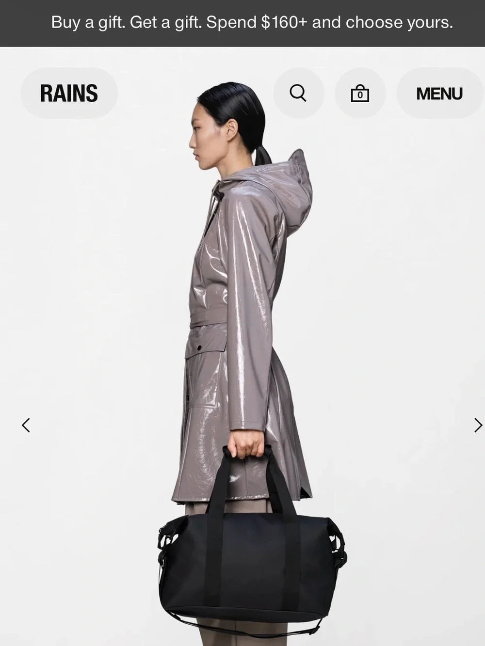 RAINS Black Waterproof Weekend Bag W3 Unisex
